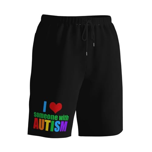 Autism Awareness I Love Someone with Autism Men's Quick-Dry Board Shorts 7" - Swim Trunks Summer Hawaii Beach2