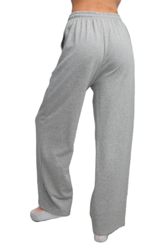 Women's Wide Leg Lounge Pants, Drawstring Waist, Heather Gray, Casual Comfort Medium3