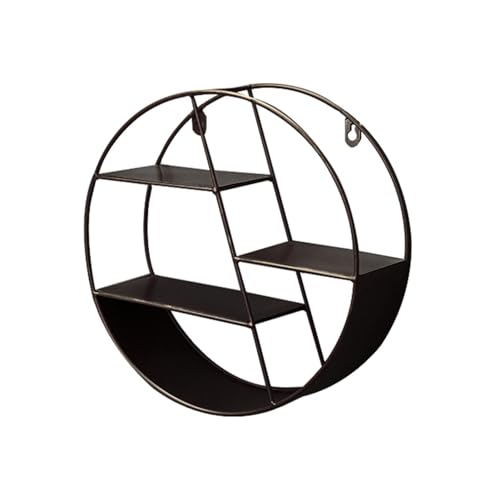 29x29x9.5cm MensolA Da Muro, Mensola Da Parete Rotonda, Mensola Sospesa Rotonda In Ferro Battuto, Mensola Da Parete Con 3 Scomparti Multipli Da Parete, Portaoggetti In Metallo Da Appendere In Camera