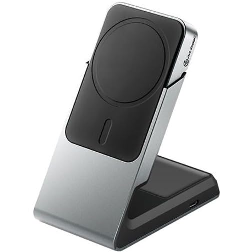 ALOGIC Matrix - Stazione di ricarica magnetica universale 2 in 1 per iPhone 15 Pro Max, 15 Pro, 15 Plus, 15,14, 13, 12, Airpods Pro, stazione di ricarica per dispositivi Apple, colore nero