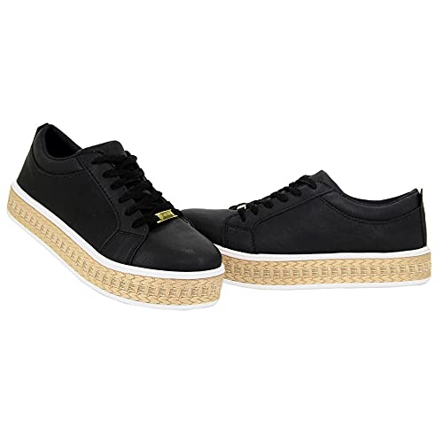 Tênis Sapatenis Flatform Casual Sola Alta Selten Preto 33, Preta