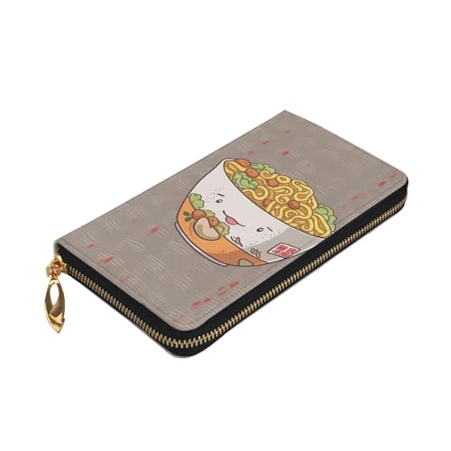 Egg Cup Noodle Ramen Wallet for Men Women Long Purse Leather Clutch Large Business Handbag Travel Phone Holder Credit Card Holder Money Case with Zipper Leather Wallets Gift3