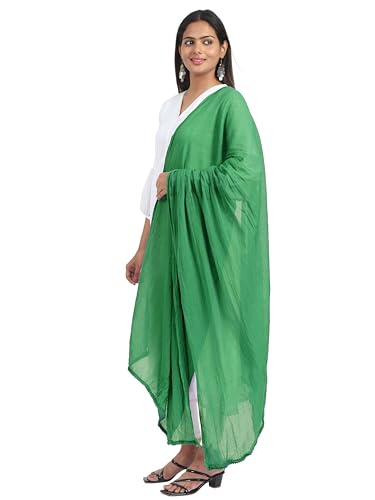 Image of Miraan Solid Pure Cotton Dupatta with Pom Pom Border, 2.25 meters length (DUPCOTTON)