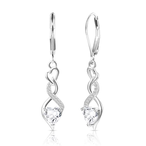 ALEXCRAFT Boucles d'Oreilles Pendantes en Argent 925 avec Zircone, Hypoallergéniques, Brillantes, Élégantes, Infini, Longues, Légères, Pendantes en...
