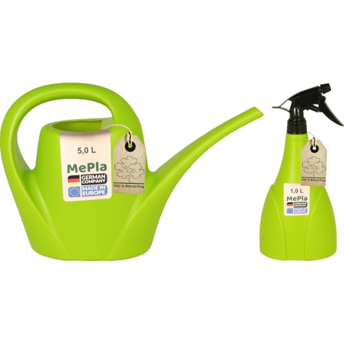 MePla - Set Gießkanne 5,0l Indoor + Sprüher 1,0l - lemongrün, wetterfest aus UV-beständigem Kunststoff MePla - Set Gießkanne 5,0l Indoor + Sprüher 1,0l - lemongrün, wetterfest aus UV-beständigem Kunststoff