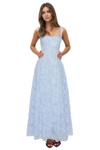 Fivsole Floral Bridesmaid Dresses for Women Long Square Neck Formal Party Evening Gowns