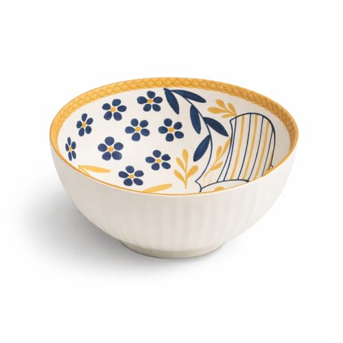 Image of Bohemian Porcelain Bowl 1 Pc | 300 ML Microwave & Dishwasher Safe | Designer Serving Bowls for Soup, Salad, Snacks & Desserts - Abstract