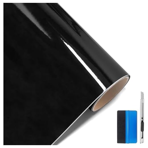 NewL Glanz Schwarz 30cm x 150cm Auto Folie Blasenfrei mit Luftkanälen für Auto Folierung und 3D bekleben in Matt Glanz und Carbon Autofolie