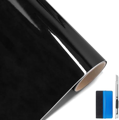 NewL Bolla autoadesiva in vinile nero lucido per uso automobilistico (30 cm x 152 cm)