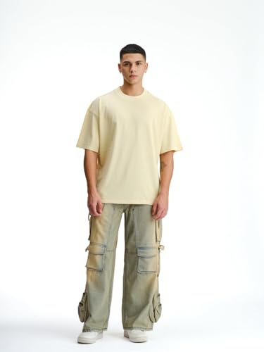 Image of BONKERS Solid Pastel Yellow Soft Jersey Oversized T-Shirt