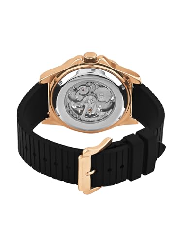 Image of French Connection See Through Black Round Dial | Black Silicone Strap Automatic Watch for Mens FCA23RBL