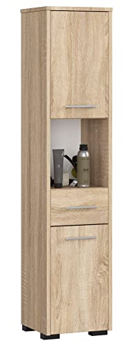 AKORD Badezimmer-Hochschrank schränke | Badezimmer kommode |2D1SZ1WN, B30 x H140 x T30 cm, Gewicht 25 kg | 2 Ablagen mit Türen (je Oben und unten) | 1 Schublade, 1 offenes Fach | als Hängeschrank AKORD Badezimmer-Hochschrank schränke | Badezimmer kommode |2D1SZ1WN, B30 x H140 x T30 cm, Gewicht 25 kg | 2 Ablagen mit Türen (je Oben und unten) | 1 Schublade, 1 offenes Fach | als Hängeschrank