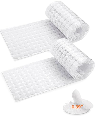 Image of Nylon Hook and Loop Dots - 900 Pcs (450 Pairs), 0.39 inch Diameter, Strong Adhesive, for School, Classroom, Home, Office (White)