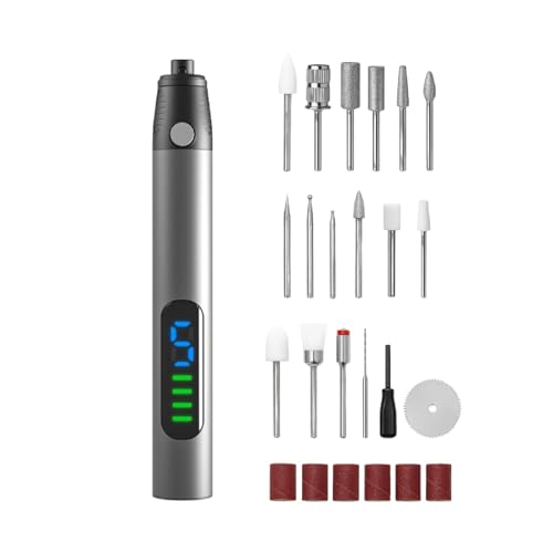 Ayaminolk Stylo Graveur Sans Fil avec Lampe LED | Kit d'Outils Rotatifs Électriques à 5 Vitesses pour le Bois, le Verre, le Métal et l'Artisanat