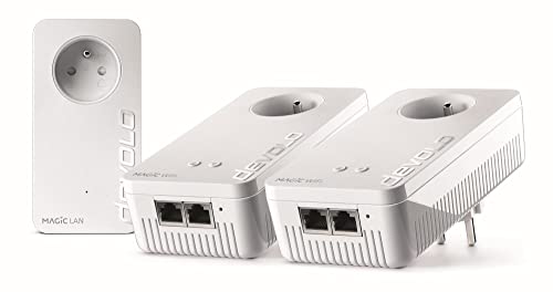devolo Magic 2 WiFi 5 (ac) multiroom kit: 3 x WiFi Power-adaptrar, sovkontakt (2400 Mbit, 5 x Gigabit Ethernet-portar), idealisk för fjärrarbete och streaming, fransk kontakt