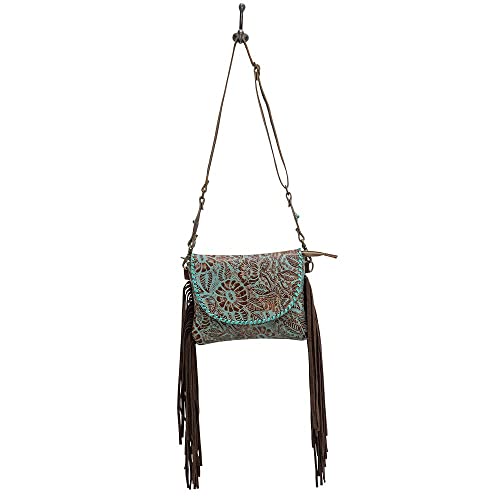 Myra Bag Western Leather Crossbody Bag for Women - Upcycled Canvas Shoulder Bag with Tassels Pecos4