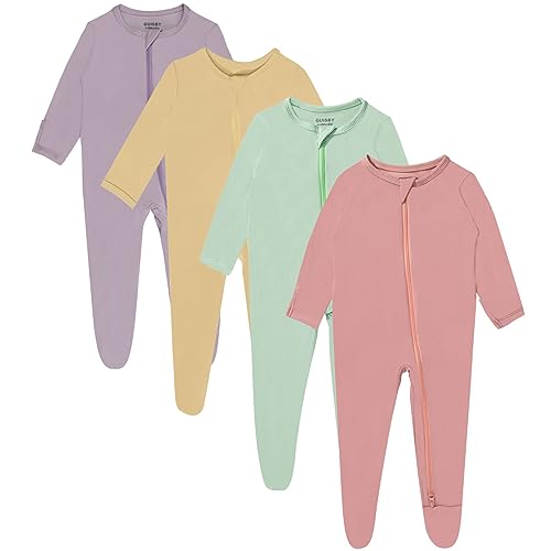 Image of GUISBY 4-Pack Baby Boys Girls Zip-Front Sleeper Pajamas, Footed Sleep 'n Play