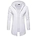 iHENGH Mode Mens Veste à Capuche Solide Veste Manteau Cardigan à Manches Longues Outwear Blouse(FR-56/CN-XL,Blanc)