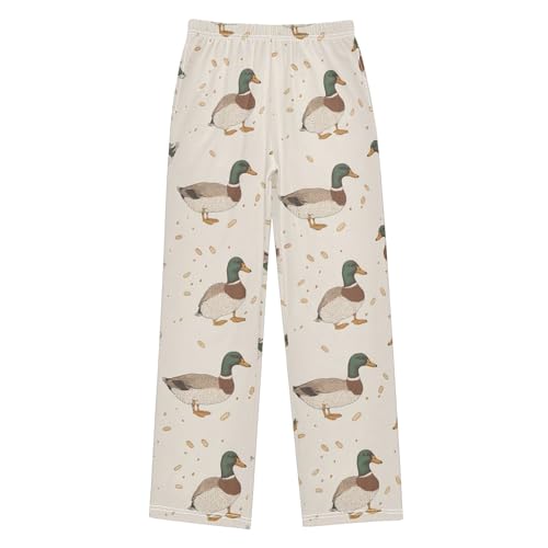 Pajama Pants Lounge Sleep PJ Bottoms Sleepwear Elastic Waist Drawstring XL Mallard Duck Yellowish