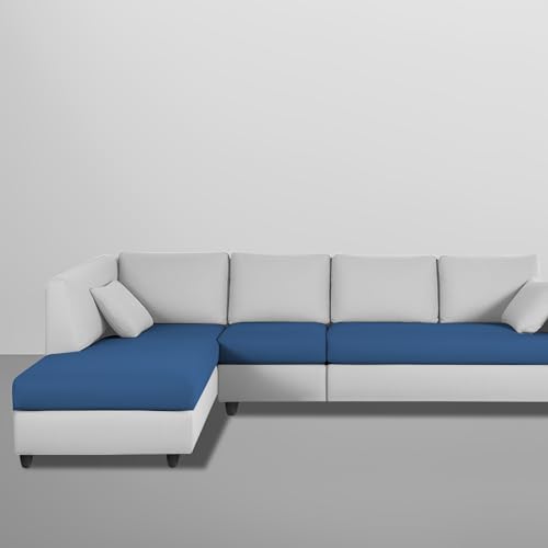 Image of Florian LHS 6 Seater L Shape Sofa Set for Living Room (Blue Grey Fabric) Premium Fabric Sofa