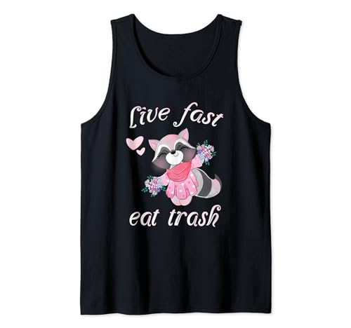 Funny Racoon Live Fast Eat Trash Camiseta sin Mangas