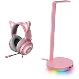 Razer Kraken Kitty RGB USB Gaming Headset: THX 7.1 Spatial Surround Sound Pink & Base Station V2 Chroma - Headset-Ständer mit USB-Hub und RGB-Beleuchtung (USB-Hub mit 7.1 Surround Sound) Quartz