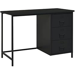 Cajonera Industrial Ikea ZEYUAN Escritorio, Mesa Escritorio, Escritorio Orden, Escritorio Gaming, Office Desk, Mesa Escritorio Ordenador, Industrial con cajones Acero Negro 105x52x75 cm