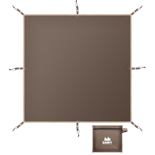 DANOFY グランドシート 防水 240x240 テントシート - 厚手 210D生地 耐水圧 3000mm 軽量 コンパクト 収納袋付き レジャー キャンプ アウトドア 登山 ピクニック マット ブラウンの商品画像（Amazon）