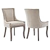 Modern Dining Chairs Set of 2 High Back Dining Chairs Side Chairs with Solid Wood Legs Upholstered Fabric Dining Room Chairs for Dining Room Kitchen Beige