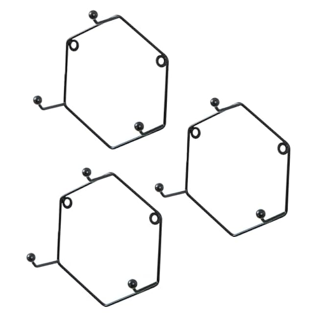 MyGift Modern Wall Mounted Mug Holder Coffee Mug Racks, Geometric Black Metal 9 Cup Rack Holder, Set of 3