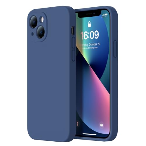 Kiresen Designed for iPhone 13 Case - Upgraded Camera Protection - Soft Microfiber Lining Inside - Liquid Silicone Shockproof Protective Phone Case 6.1" for Men Women Girls - Navy Blue