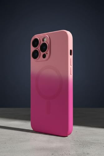Image of amazon basics Gradient Mag-Safe Case for iPhone 16 Pro Max | Soft Silicone Shockproof Cover with Camera Protection | Slim Lightweight Design | Smooth Touch & Durable - Light and Dark Pink