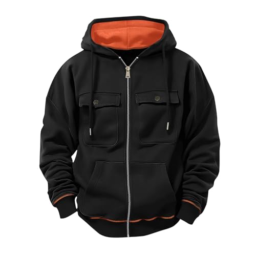 Mens Hoodies 2025 Zip up Hoodie Tactical Military Hoodie Outdoor Hiking Jackets with Pockets Full Zip Winter Coats