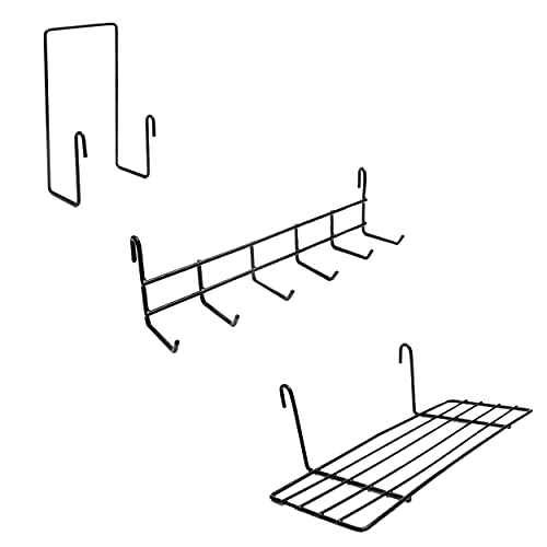 Odoxia Computador de cartas, prateleira suspensa e bengaleiro, acessórios para grelha de parede para painel de grelha para parede de fio, acessórios para painel de grelha