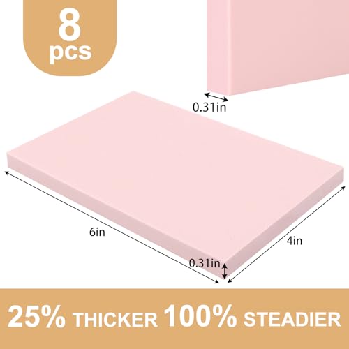 Image of SGHUO 8pcs 4 inchx6 inch Rubber Carving Blocks, Soft Linoleum Block for Printmaking, Rectangle Linocut Blocks Stamp Carving Tools, Easy Cut Lino Blocks Crafts Making Kit (Pink-8mm Thick)