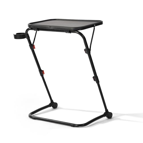 39F FURNITURE DREAM Elegante Mesa Pedestal con Altura Ajustable, diseño Elegante y práctica función Plegable, Ideal para Salones, Zonas de Comedor y Espacios pequeños, Negro, 53 x 37,5 x 71,5 cm