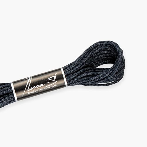 Luca-S Filo di cotone per ricamo a mano, matasse da 8 metri, colore 509 / DMC 3799 / Anchor 236, filo da ricamo a punto croce