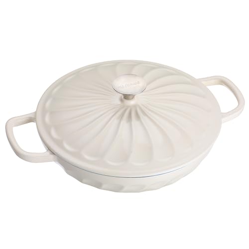 Comparison: Best Cast Iron Braiser 8 Enameled Cast Iron Braiser, 3.8 Quart Enamel Dutch Oven with Handles, Cast Iron Braiser Pan with Lid,Enameled Cookware (White)