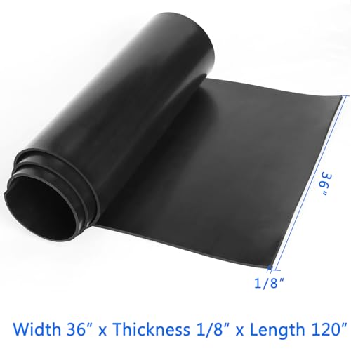 Image of WochiTV Black Solid Rubber Strips Rolls, 36 inch Wide x 1 /8 inch Thick x 120 inch Long Neoprene Rubber Sheets Perfect for DIY Gasket Material, Sealing, Liner, Shield, Padding, Mat
