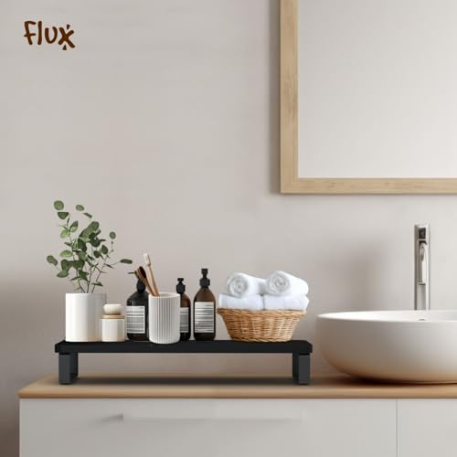 Image of flux Monitor Stand Wooden Monitor Riser PC Stand for Desktop Table with Heavy Metal Hold, Non-Slip, Engineered Wood and Metal in Black Wenge [DO IT YOURSELF (DIY)]