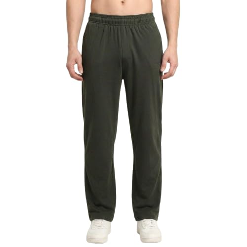 Image of MARK LOUIIS Men's Baggy Trackpants | Regular Fit Cotton Sweatpants with Drawstring Waist & Side Zipper Pockets | Oversized Casual Track Pants for Gym