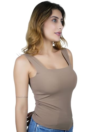 CareDone Women Padded Camisole Workout Top Brown - Image 3