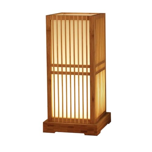 FHQGZT Lanterne de Style Rétro Boho, Lampe de Table Chinoise en Bambou pour Chambre à Coucher, Bureau, LED Créative Japonaise, Salon et Salle à Manger...