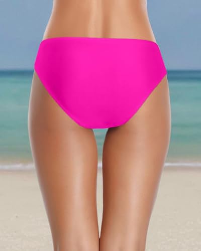 Image of Tempt Me Women Twist Bikini Bottom Moderate High Cut Bathing Suit Bottoms Ruched Swimsuit Bottom