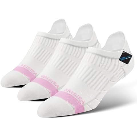 BRISIRA Coolmax Bamboo Viscose Women Compression Running Socks 3 Pairs Low Cut Ankle Athletic Anti Odor&Blister Cushioned Cover