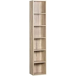 Estanteria Billy Precio WOLTU Estantería de Piso para Libros de Exposición, con MDF, Roble Claro, Estante de Pared para Oficina, Gabinete para Archivos, 6 Compartimintos, 30x24x158,5cm SK003hei6