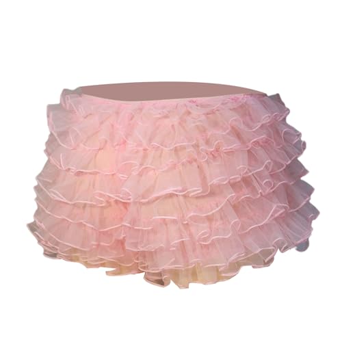 Image of Women Ruffle Bloomers Y2k Lace Trim Lolita Pettipants Cute Layered Frill Pumpkin Bottom Shorts Sweet Booty Panties