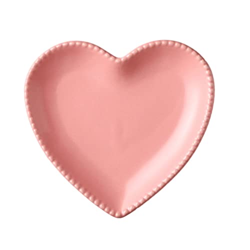 Yardwe Bandeja de desayuno rosa de porcelana con forma de corazón...