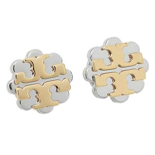 Tory Burch Logo Flower Two-Tone Stud Earrings, Gold / Silver