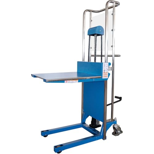 Global Industrial Hydraulic Lift Positioner Truck, 880 Lb. Capacity, Manual Hydraulic Foot Pump, 3-3/5" to 59" Lift Height, Polyurethane Casters, Not for Use with Pallets